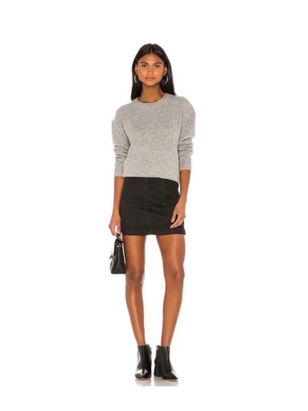 FREE PEOPLE black denim skirt